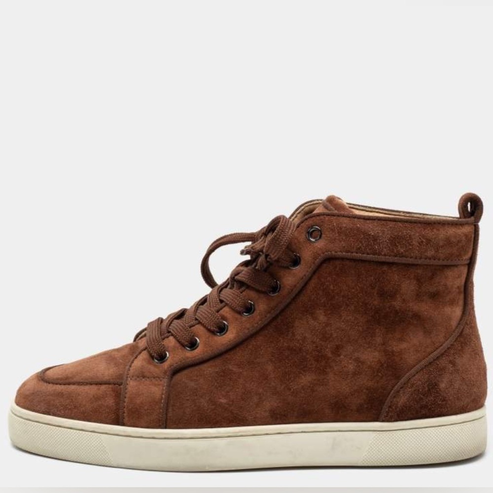 NWOB Christian Louboutin Men’s Brown Suede Rantus Orlato High Top Sneakers